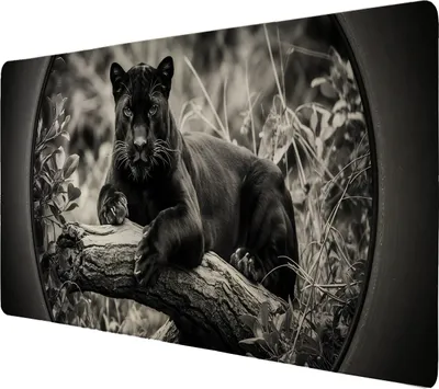 Produktbild von Schwarzer Panther Schreibtischunterlage 69x31cm XXL Mauspad für Kunst- und
