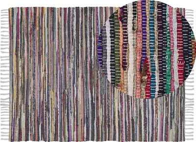 Zdjęcie produktu dla BELIANI Dywan wielokolorowy jasny bawełna poliester 160 x 230 cm ręcznie tkany z ozdobnymi frędzlami boho styl do salonu