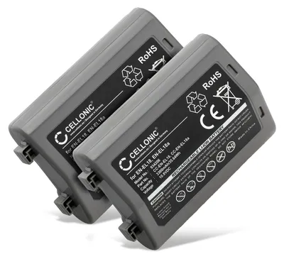 Image de CELLONIC 2x Batterie pour Appareil photo Compatible avec Nikon D850, D5, D810, EN-EL18 - (3300mAh, 10.8V)