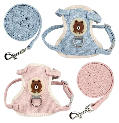 Produktbild von 2er Set Kaninchenleine - Verstellbares Hasengeschirr mit Leine - Weiches Zubehör für Katzen, kleine Hunde und andere Haustiere - Blau und Rosa