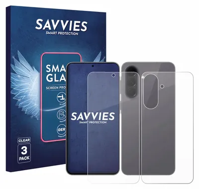 Produktbild von 3x Savvies Schutzglas Folie für Samsung Galaxy A57 5G (Display+Rückseite) 9H Panzer Schutzfolie Glas Displayschutz klar transparent