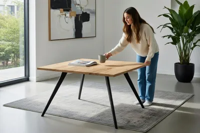 Produktbild von Couchtisch Holz modern mit stabilen Metallbeinen