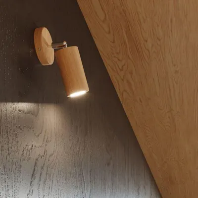 Image de Applique Murale Orientable Bois pour Ampoule GU10