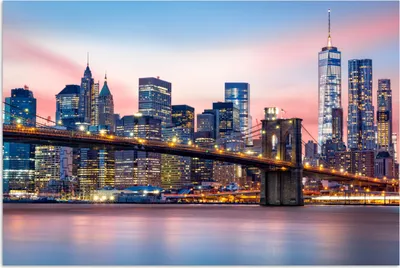 Produktbild von MuchoWow® Poster New York - Brooklyn-Brücke - Beleuchtung 60x40 cm - Schlafzimmerdekoration