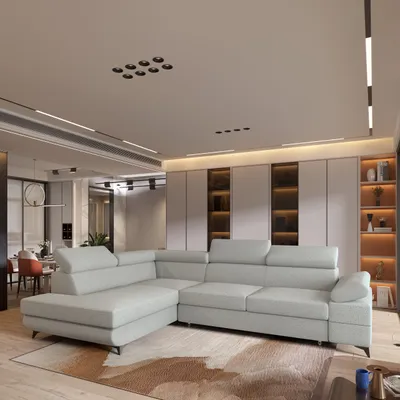Produktbild von Masseno Ecksofa FAVIEN L-S mit Schlaffunktion L-Form, Sofa mit Bettkasten, Wohnzimmersofa, Couch, Soffa, Bettsofa, Couchgarnitur- Hellgrau, QUELLE 83