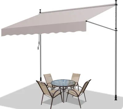 Immagine prodotto di Jopassy Tenda da sole a morsetto Tenda da sole per balcone Tende da giardino resistente ai raggi UV Tenda a bracci pieghevoli Beige 3,5M