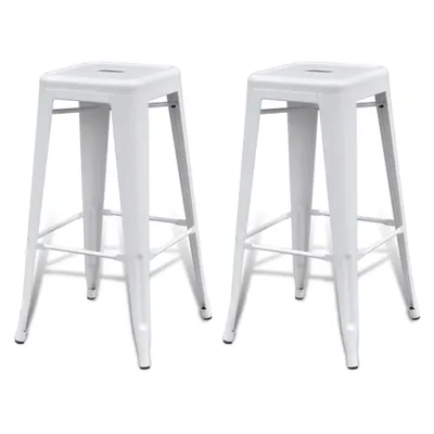 Image de Tabouret de bar 2 pcs. Blanc Acier