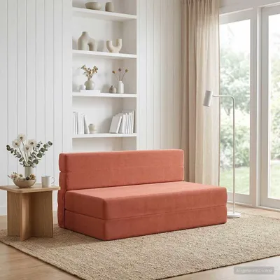 Produktbild von vidaXL Klappsofa Bett Rot-Orange 152 x 86,5 x 60 cm Stoff