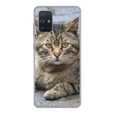 Produktbild von MuchoWow® Handyhülle Schutzhülle Hülle für Samsung Galaxy A51 Katze - Tier - Braun - Mädchen - Kinder - Jungen - Kind Silikon Softcase Handy Hülle - Schutzabdeckung