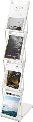 Zdjęcie produktu dla 6-poziomowy składany stojak na broszury, składany stojak na czasopisma z 4 kieszeniami