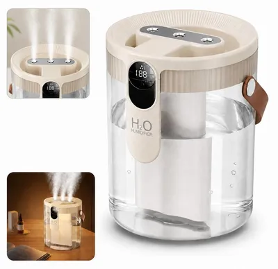 Produktbild von Luftbefeuchter 1,4L Top Fill, Cool Mist Humidifier 3 Düsen, Nachtlicht Schlafzimmer Baby leise
