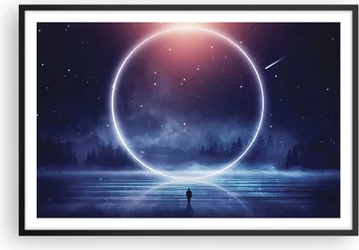 Produktbild von Gerahmtes Poster - Schwarzer Rahmen - Fantasie Ring Kosmos - 91,5x61 cm - Wand Bild - Wanddeko - Wandbilder - Kunstposter - Wandposter - Bilderrahmen - Bilder - Kunstdruck - P2BAA91x61-4664