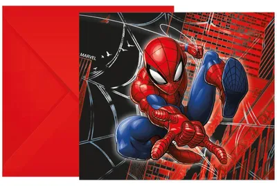 Produktbild von 6 Einladungen mit Umschlägen - Spiderman World of Web