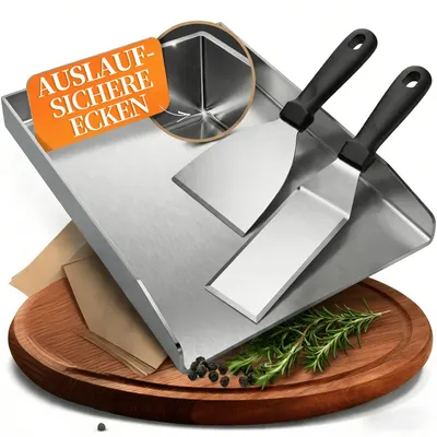 Produktbild von Grillplatte, Edelstahl, einschließlich Grillwender, KP-2MM-L