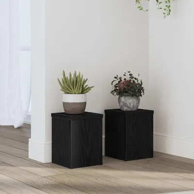 Produktbild von "Schlussverkauf" Pflanzenständer 2 Stück - Pflanzkasten für den Garten - Schwarz Eichen-Optik 15x15x20 cm  C13404
