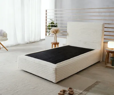 Produktbild von DELIFE Boxspringgestell Dream-Well Plüsch-Cord Beige 120x200 cm