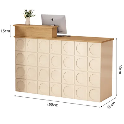 Produktbild von Theke kleine Bar Empfangstresen Kasse Friseurtresen gewerbliche Theke Beige 160*45*90cm