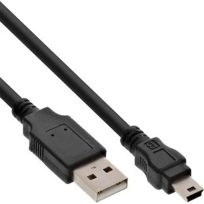Produktbild von InLine® USB 2.0 mini kábel, USB A ST na Mini-B ST (5-pin), čierny, 0,5 m