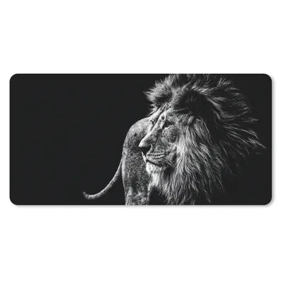 Produktbild von MuchoWow® Mauspad Mousepad Tiere - Wild - Löwe - Schwarz - Weiß 60x30 cm - Mousepads - Maus Mat - Pad - Mausunterlage - Nachhaltig