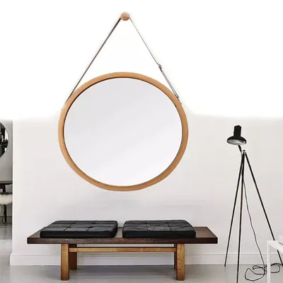 Produktbild von 360Home Hotelspiegel Badezimmer Schminkspiegel mit Bambusrahme Rund spiegel Klein 35cm