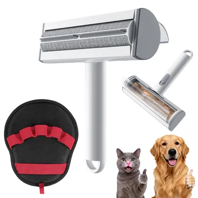 Image de Brosse réutilisable 2 en 1 pour éliminer les poils d'animaux