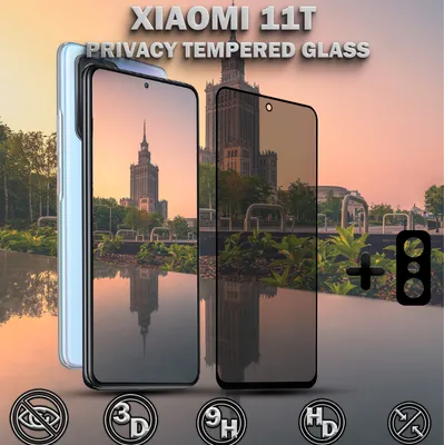 Produktbild von 1-Pack Sichtschutz Schutzfolie XIAOMI 11T & 1-Pack Linsschutz - Gehärtetes Glas 9H - Premium 3D Qualität