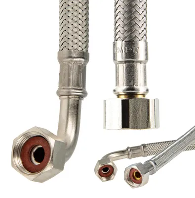 Produktbild von tecuro Trinkwasser Zulaufschlauch IG mit Bogen 90° x IG - KTW-A- DVGW 3/8 x 3/8 x 1000 mm