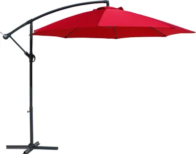 Image de Rebecca Mobili Parasol à mât décentré, 3x3 m en acier et polyester, rouge