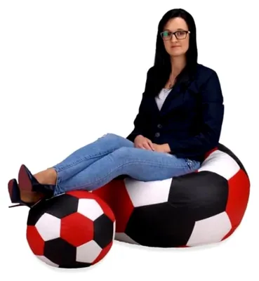 Produktbild von Sitzsack Fußball mit Fußshocker Weiss schwarz rot