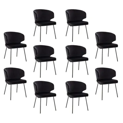 Produktbild von HOME DELUXE - Polsterstuhl AMARA- 10 Stück, Farbe: Samt Schwarz - weiche Polsterung, bis 120 kg belastbar I Küchenstuhl Speisestühle Esszimmerstühle