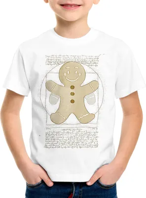 Produktbild von style3 Vitruvianischer Lebkuchenmann Kinder T-Shirt weihnachtsmarkt pfefferkuchen