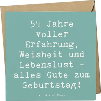 Produktbild von Mr. & Mrs. Panda doppelkarte Spruch 59. Geburtstag - Meeresbrise - Geschenk, Happy Birthday, Meilenstein, faltkarte, Alter, 59 Jahre alt, Klappkarte, feiern, Freude