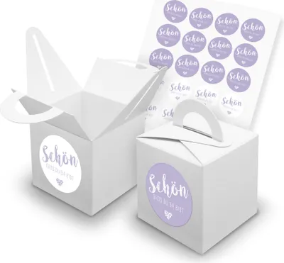 Produktbild von itenga SET 24x Würfelboxen mit Griff Weiß (V42) + Motivsticker (M101)