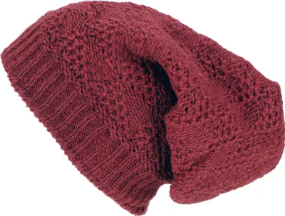 Produktbild von Handgestrickte Wollmütze, Strickmütze aus Schurwollle, Wintermütze - Weinrot, Uni, Wolle, Hüte, Mützen