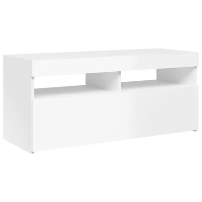 Produktbild von vidaXL TV-Schrank mit LED-Leuchten Hochglanz-Weiß 90x35x40 cm