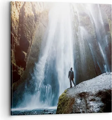 Produktbild von Bild auf Leinwand - Leinwandbild - Berg Wasserfall - 70x70cm - Wand Bild - Wanddeko - Wandbilder - Leinwanddruck - Bilder - Kunstdruck - Wanddekoration - Leinwand bilder - Wandkunst - AC70x70-4093