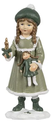Produktbild von Clayre & Eef Dekorationsfigur Mädchen 13 cm Grün Polyresin