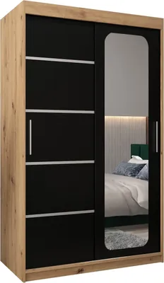 Produktbild von MEBLE KRYSPOL Promo 2120 Schlafzimmerschrank zwei Schiebetüren - Artisan + Mattschwarz