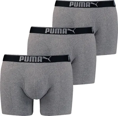Produktbild von PUMA Herren Boxer Shorts, 3er Pack - Boxers, Baumwolle Stretch, einfarbig Grau S