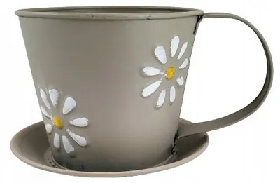 Produktbild von Dakls Metall Übertophülle Tassenform Beige Blumenmuster