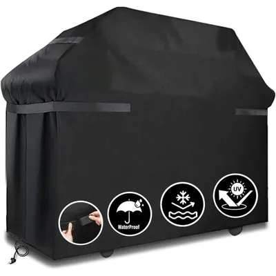 Imagen del producto de Funda impermeable para barbacoa, de alta resistencia, con correas ajustables, de gran tamaño, para uso en exteriores