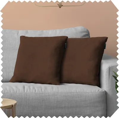 Produktbild von novely® 2er-SET DEKOKISSEN ALPEN - Velours Sofakissen - Kissenbezug für Zierkissen in 40x40cm - Farbe: 01 Braun | Ausführung: Komplett (mit Füllung)