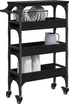 Produktbild von Langlebige Küchentrolley Schwarz Eichen-Optik 53 x 20 x 76cm - Möbel962424 - Tischplatten