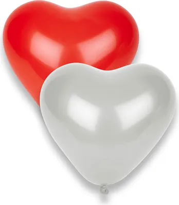 Zdjęcie produktu dla Romantyczne balony serca na Walentynki 8 sztuk czerwono-białe 33x36cm -