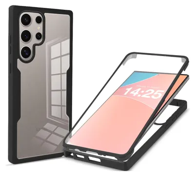 Produktbild von 360 Grad Rundum Schutz Handyhülle für Samsung Galaxy S25 Ultra Full Cover Vollschutz Case Farbe: Schwarz