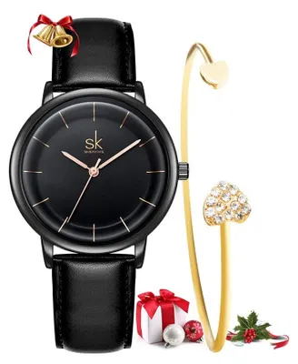 Imagen del producto de Conjunto de relojes de dama con correa de cuero elegante y correa adicional de regalo