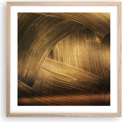 Produktbild von Gerahmtes Poster - Rahmen in heller Eiche - Abstraktion Gold Textur - 50x50 cm - Wand Bild - Wanddeko - Wandbilder - Kunstposter - Wandposter - Bilderrahmen - Bilder - Kunstdruck - P2NAC50x50-4477