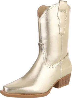 Produktbild von Ital-Design Damen Stiefeletten  Lederoptik Western- & Bikerboots 90482510 Gold Gr.  38