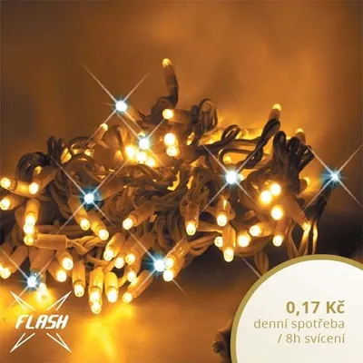 Obrázok produktu pre Svetelná reťaz LED FLASH, 5 m, teplá biela, 60 diód, IP67