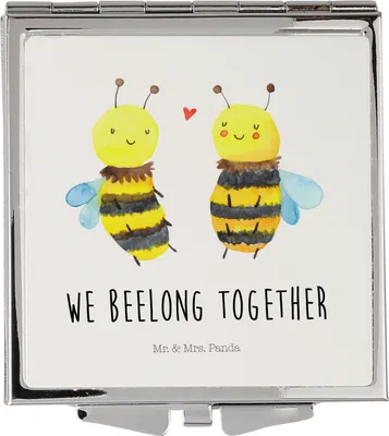 Produktbild von Mr. & Mrs. Panda Schminkspiegel Biene Verliebt - Weiß - Geschenk, Klappbarer Spiegel, Reisespiegel, Handspiegel, Kosmetikspiegel, Taschenspiegel